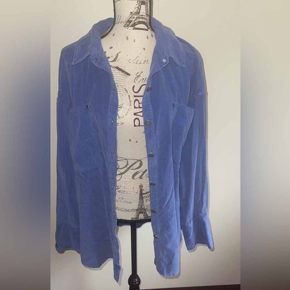 We the free blue button down shirt
